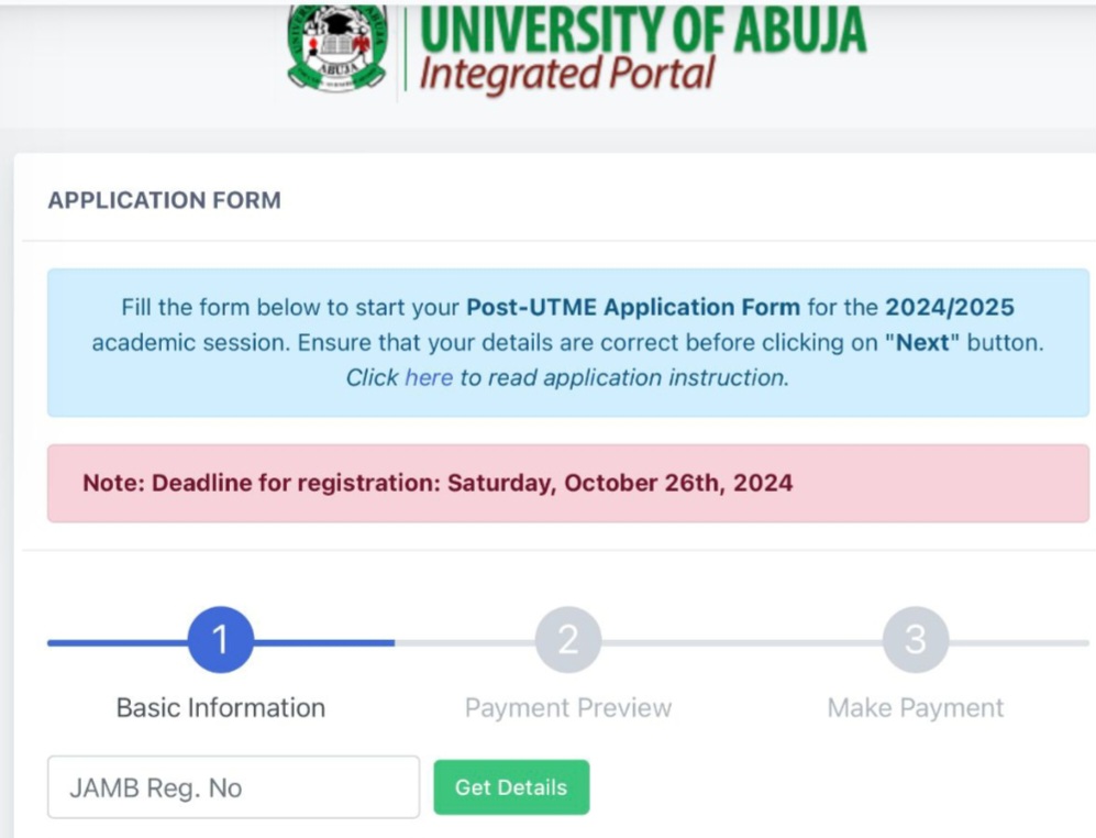 Uniabuja school portal image
