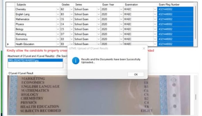 Upload O’Level results on JAMB CAPS
